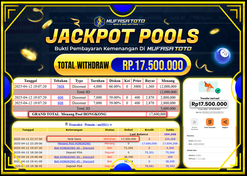 MUFASATOTO JACKPOT POOL HONGKONG Rp 17.500.000